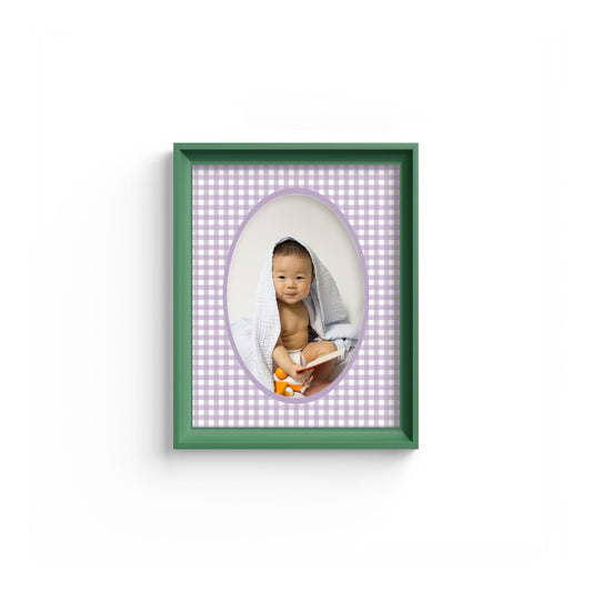 Gingham Photo Mount - mount for picture frame - green frame - wall hanging - Coeur et Maman