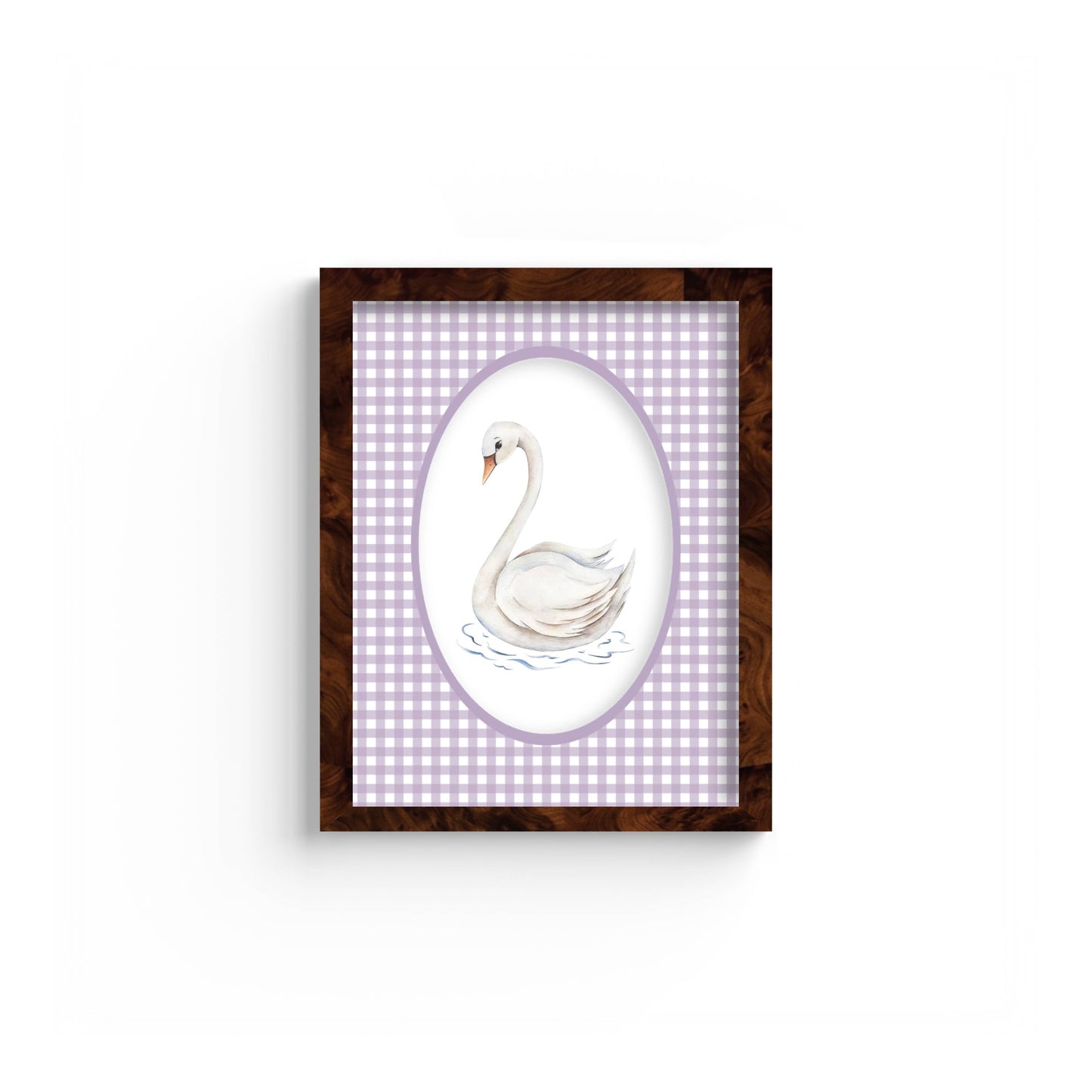 Gingham Photo Mount - custom photo mat for framing -burlwood frame - wall hanging - Coeur et Maman