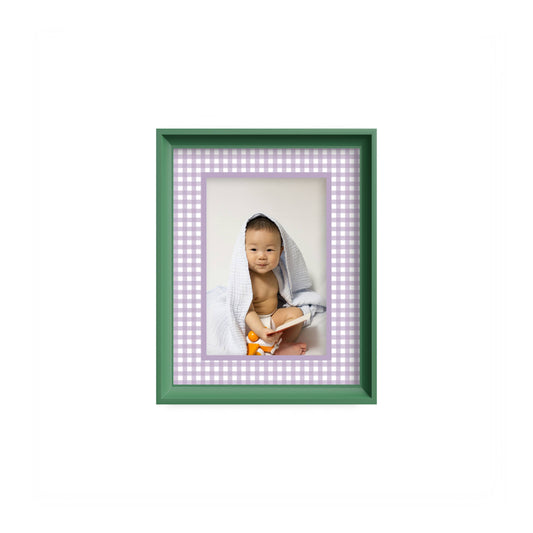 Gingham Photo Mount - mount for picture frame - green frame - wall hanging - Coeur et Maman
