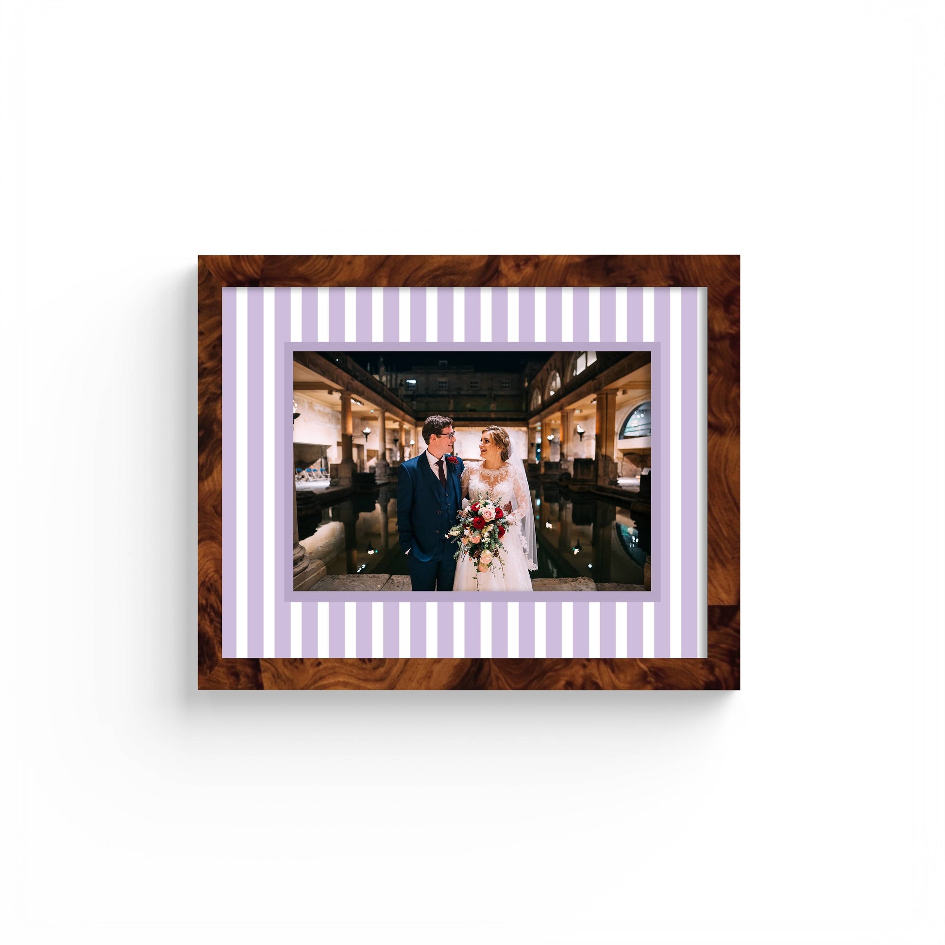 Medium Stripes Photo Mount - custom photo mat for framing -burlwood frame - wall hanging - Coeur et Maman