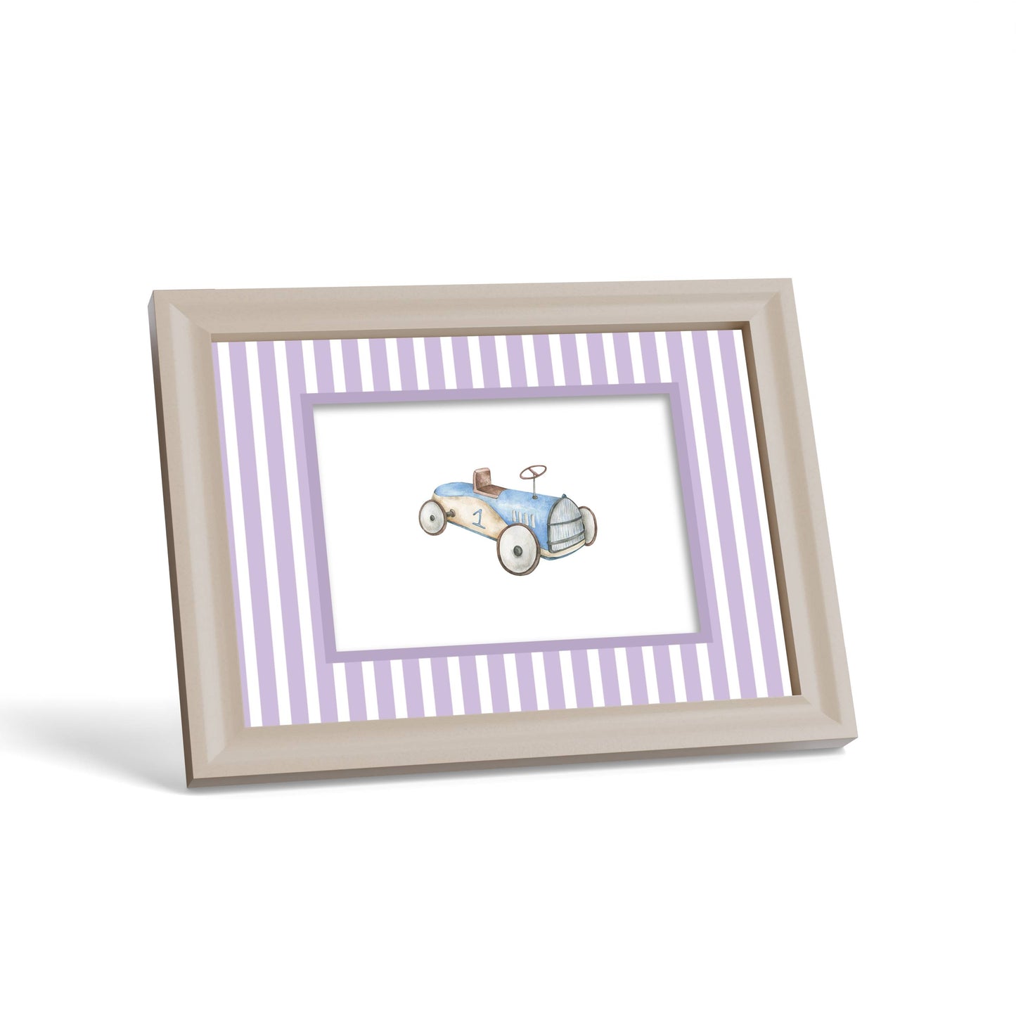 Medium Stripes Photo Mount - custom photo mat for framing - cream frame - surface leaning - Coeur et Maman