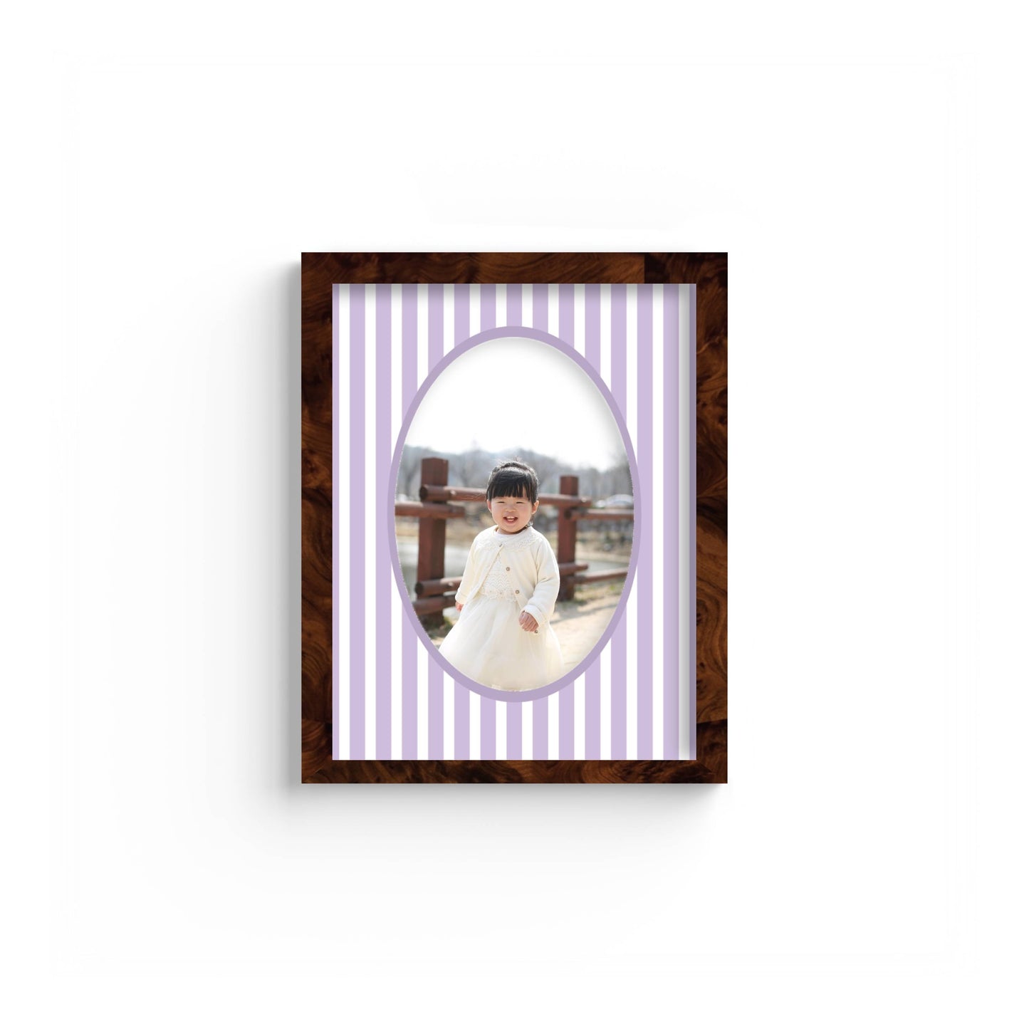 Medium Stripes Photo Mount - custom photo mat for framing -burlwood frame - wall hanging - Coeur et Maman