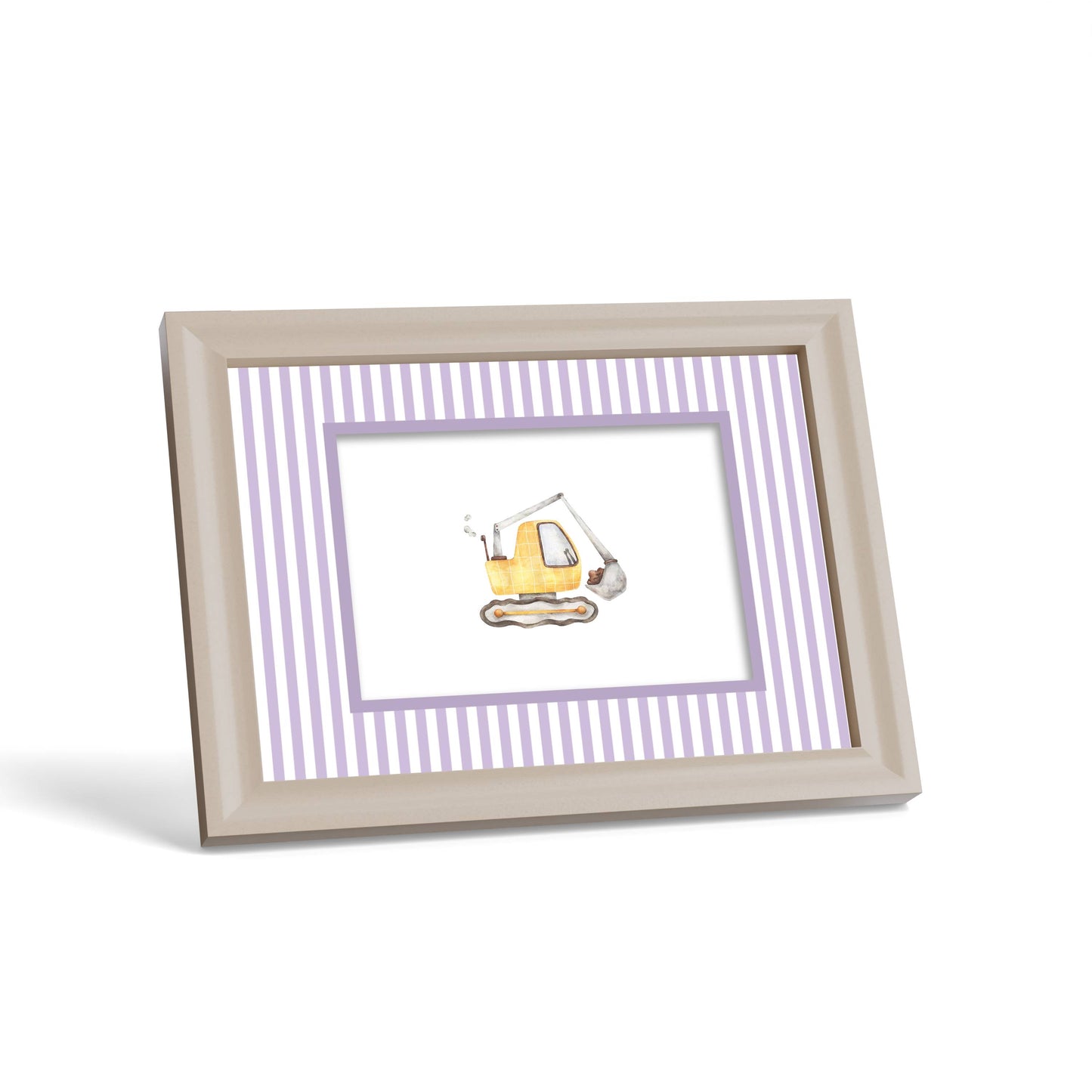 Small Stripes Photo Mount - custom photo mat for framing - cream frame - surface leaning - Coeur et Maman