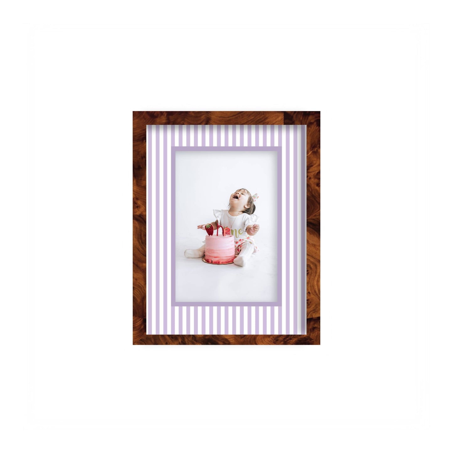 Small Stripes Photo Mount - custom photo mat for framing -burlwood frame - wall hanging - Coeur et Maman