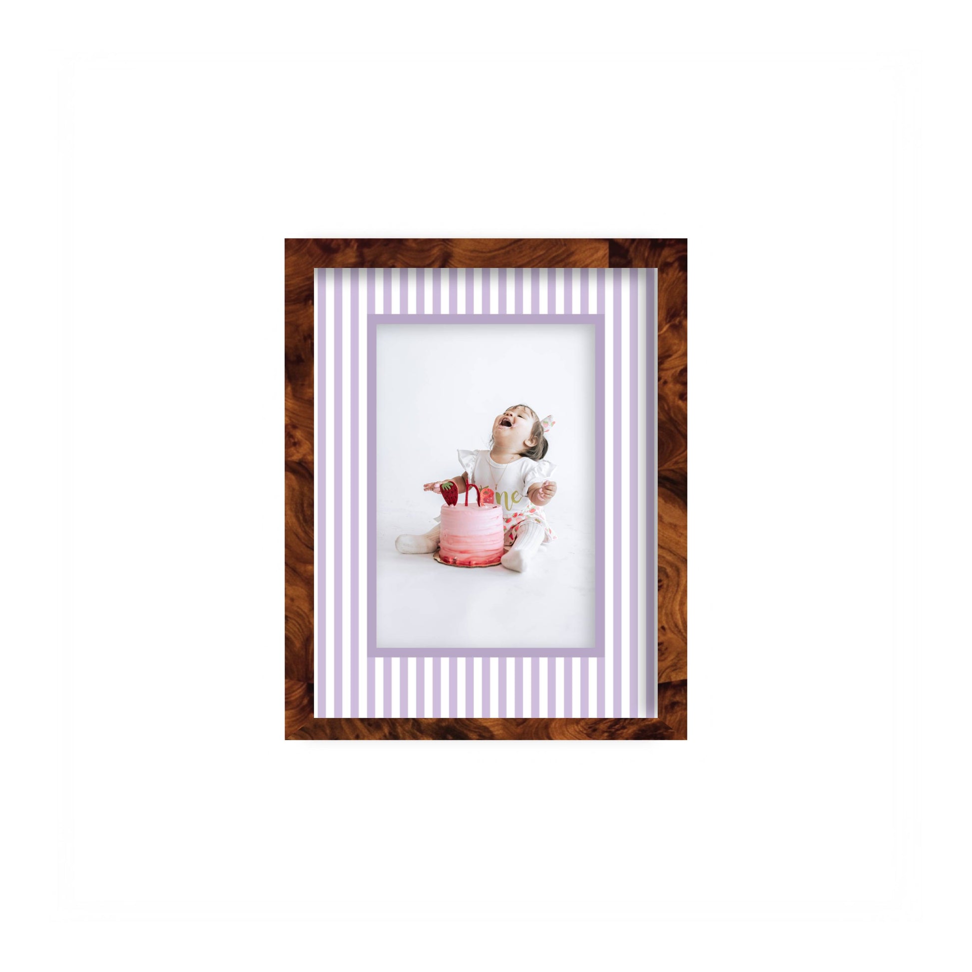 Small Stripes Photo Mount - custom photo mat for framing -burlwood frame - wall hanging - Coeur et Maman