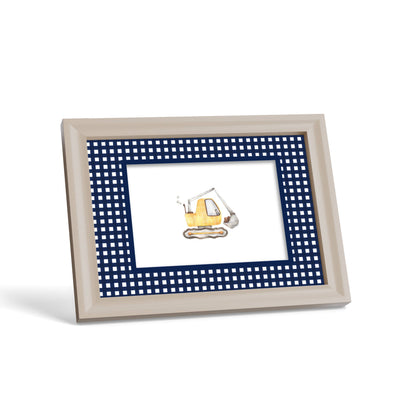 Gingham Photo Mount - custom photo mat for framing - cream frame - surface leaning - Coeur et Maman