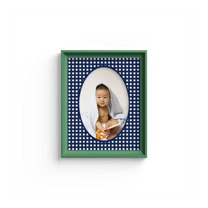Gingham Photo Mount - mount for picture frame - green frame - wall hanging - Coeur et Maman
