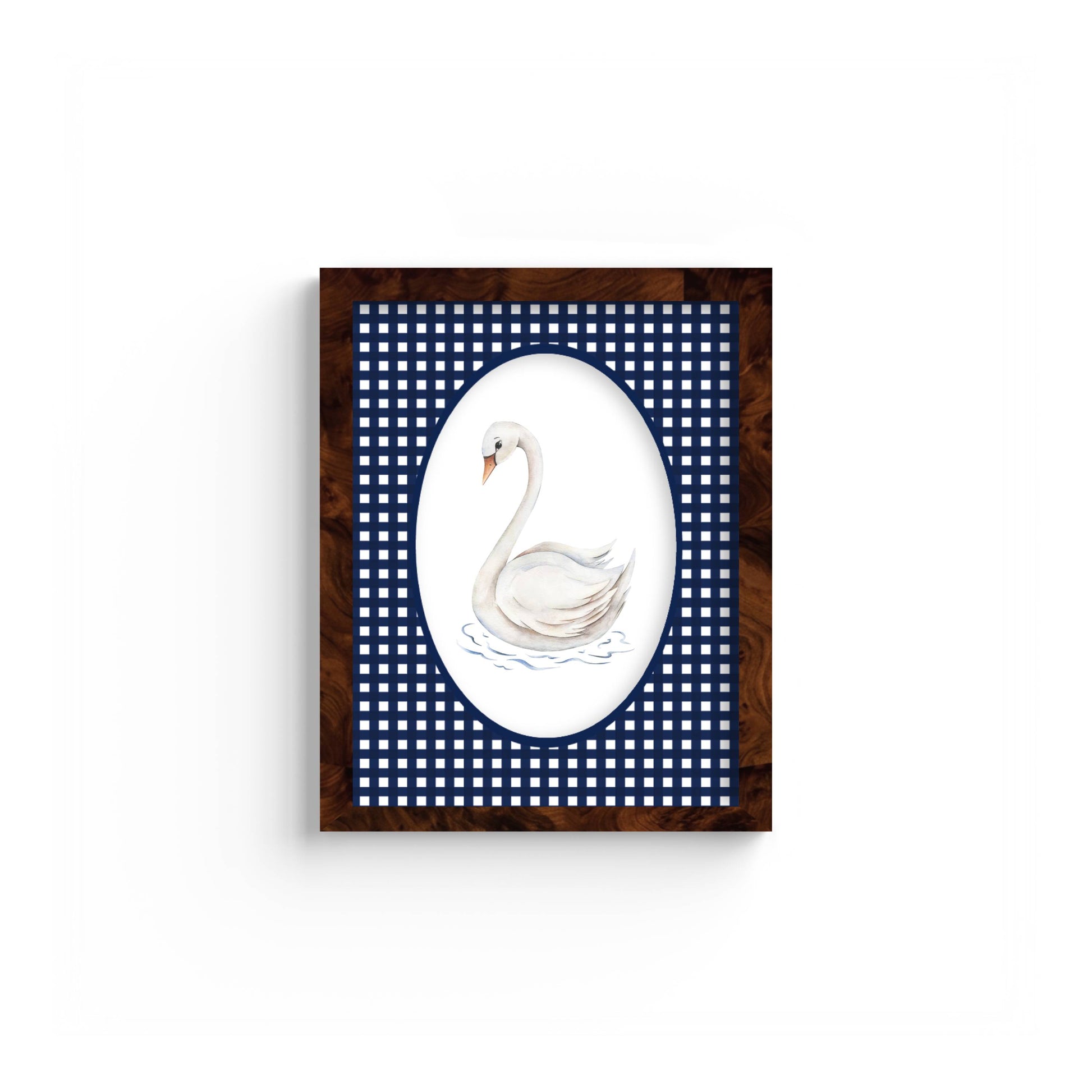 Gingham Photo Mount - custom photo mat for framing -burlwood frame - wall hanging - Coeur et Maman