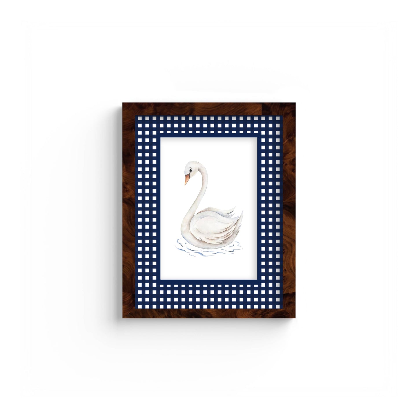 Gingham Photo Mount - custom photo mat for framing - equestrian gifts - burlwood frame - wall hanging - Coeur et Maman