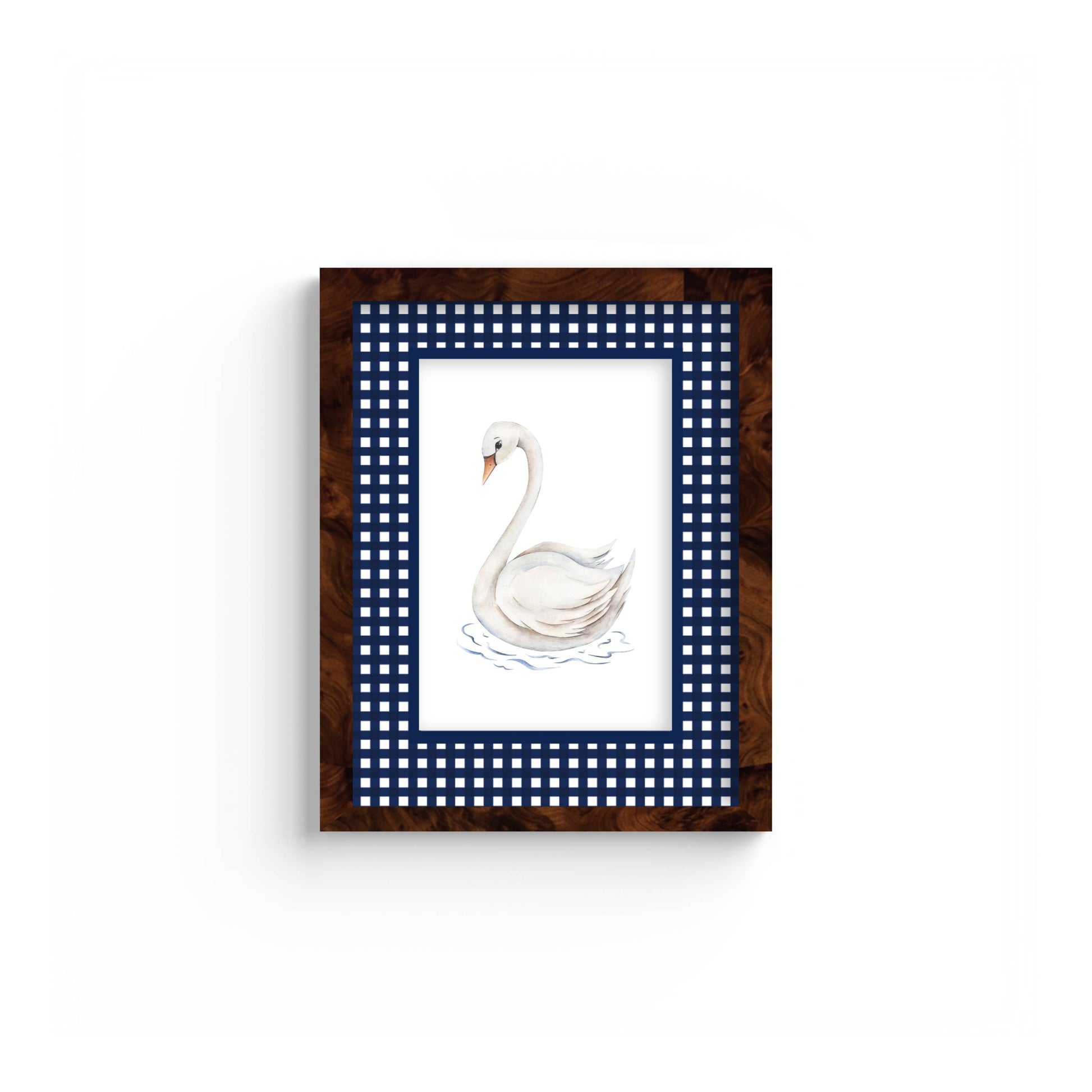 Gingham Photo Mount - custom photo mat for framing - equestrian gifts - burlwood frame - wall hanging - Coeur et Maman