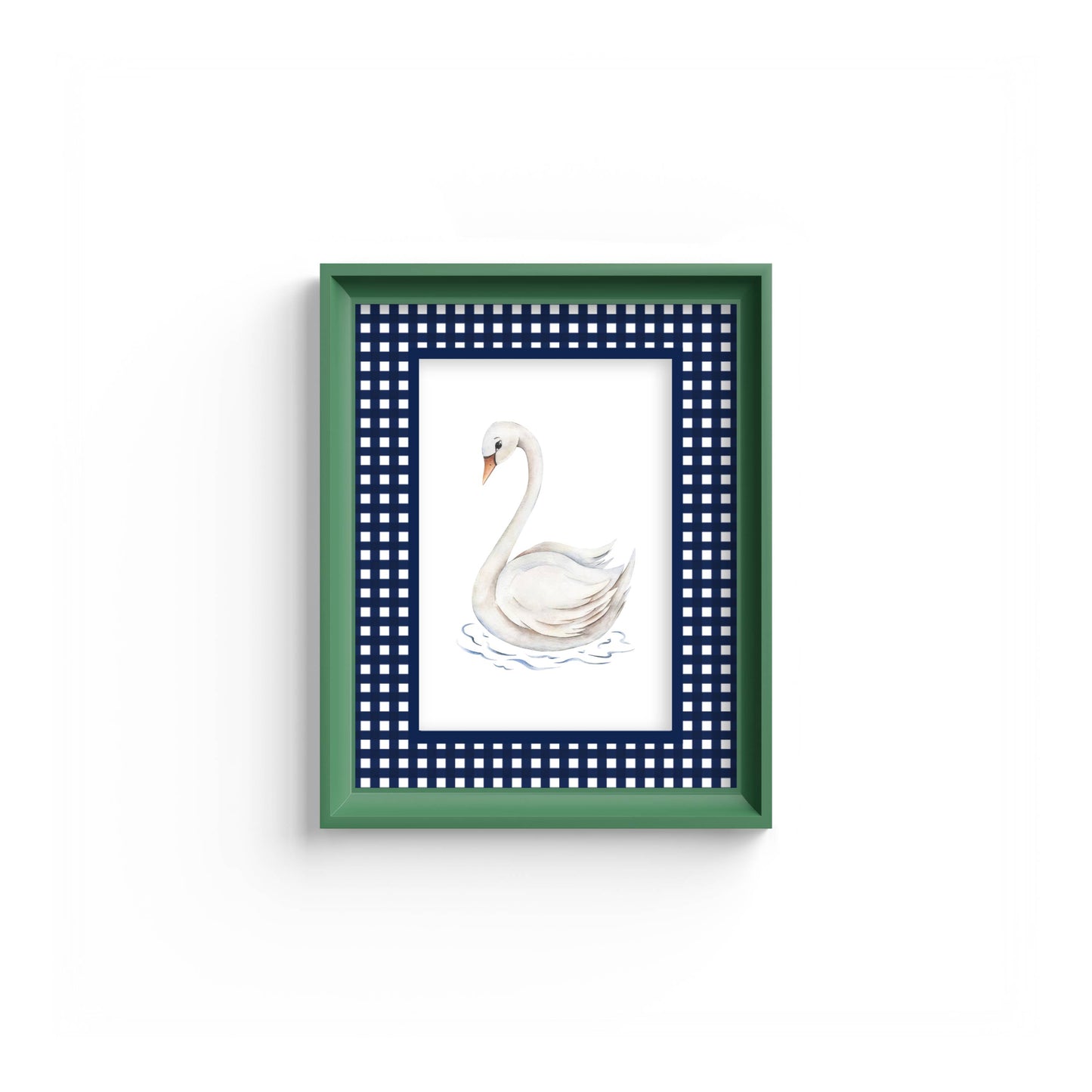 Gingham Photo Mount - mount for picture frame - equestrian gifts - green frame - wall hanging - Coeur et Maman