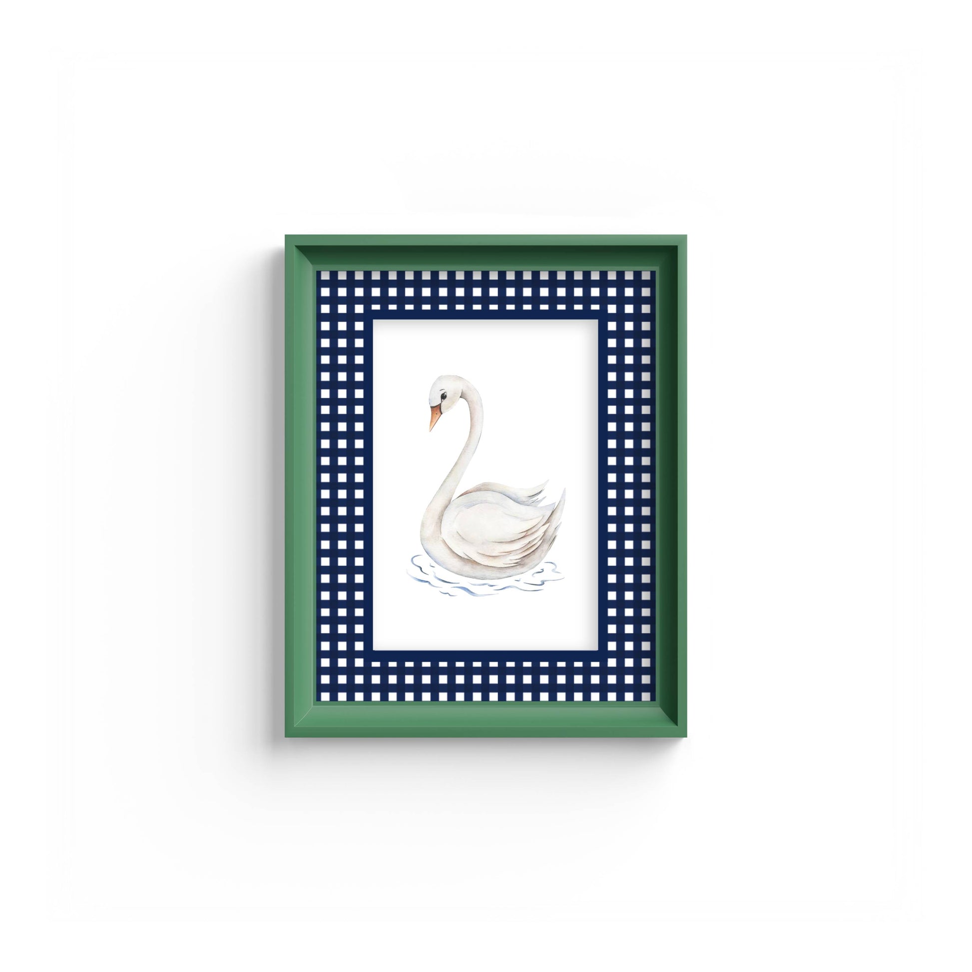 Gingham Photo Mount - mount for picture frame - equestrian gifts - green frame - wall hanging - Coeur et Maman