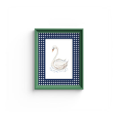 Gingham Photo Mount - mount for picture frame - equestrian gifts - green frame - wall hanging - Coeur et Maman