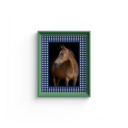 Gingham Photo Mount - mount for picture frame - equestrian gifts - green frame - wall hanging - Coeur et Maman
