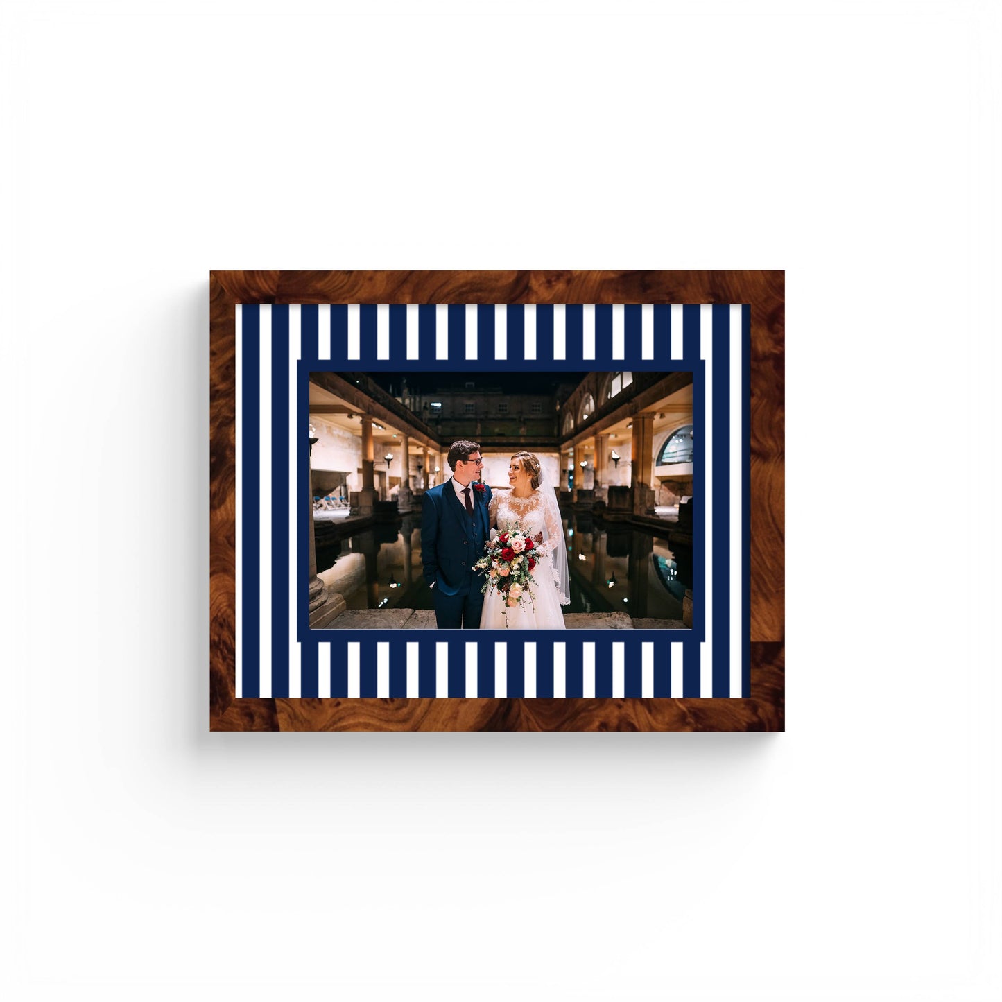 Medium Stripes Photo Mount - custom photo mat for framing graduation certificates - burlwood frame - wall hanging - Coeur et Maman