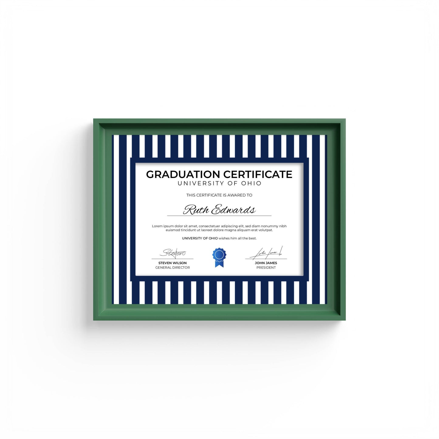 Medium Stripes Photo Mount - mount for picture frame for graduation certificates - green frame - wall hanging - Coeur et Maman