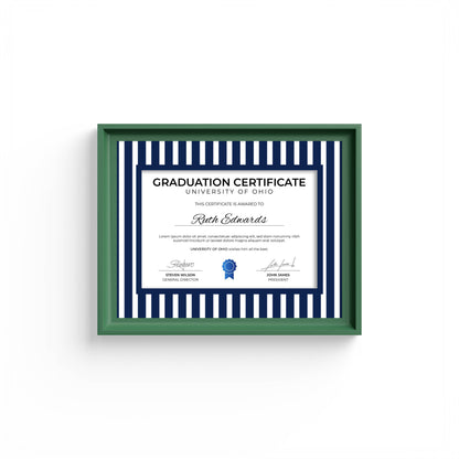 Medium Stripes Photo Mount - mount for picture frame for graduation certificates - green frame - wall hanging - Coeur et Maman