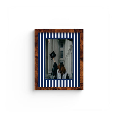 Medium Stripes Photo Mount - custom photo mat for framing graduation certificates - burlwood frame - wall hanging - Coeur et Maman