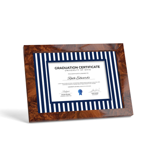 Graduation Photo Mount - Navy Medium Stripes