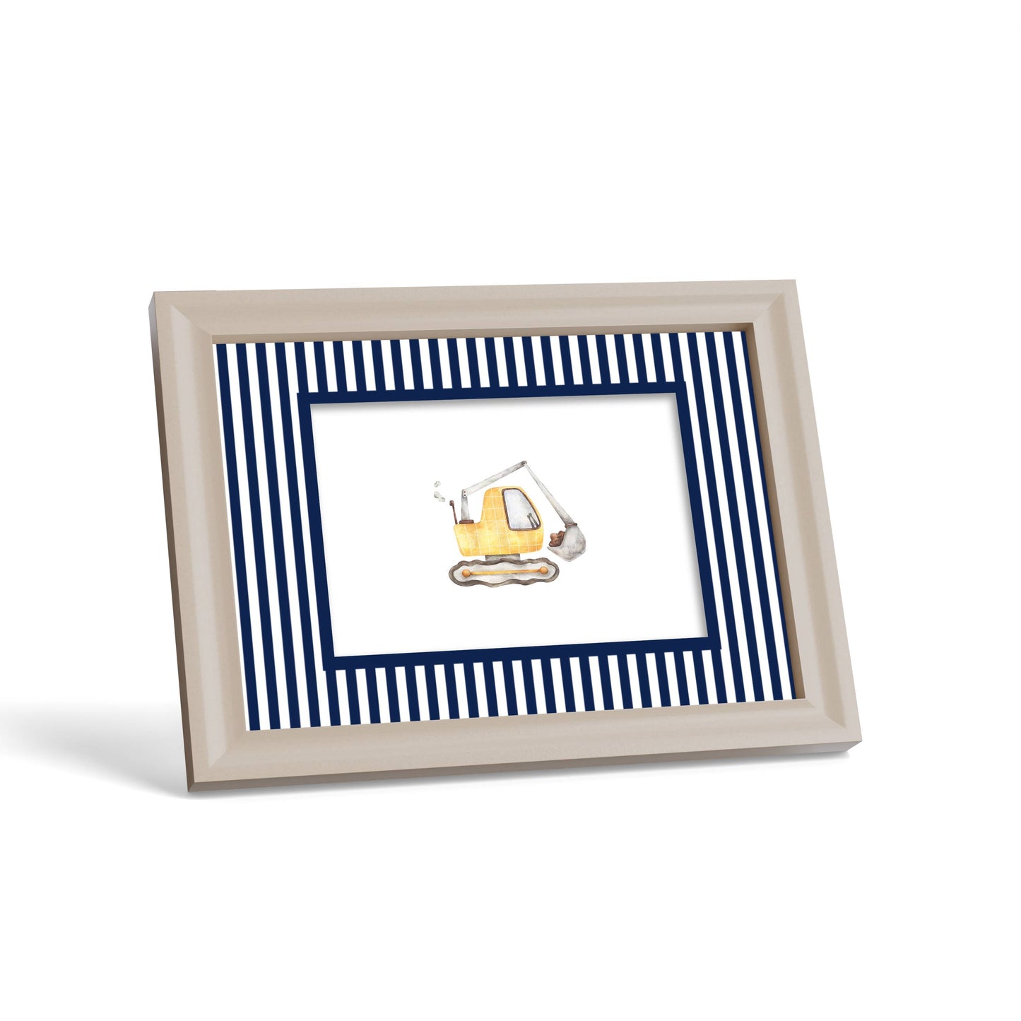 Small Stripes Photo Mount - custom photo mat for framing - cream frame - surface leaning - Coeur et Maman