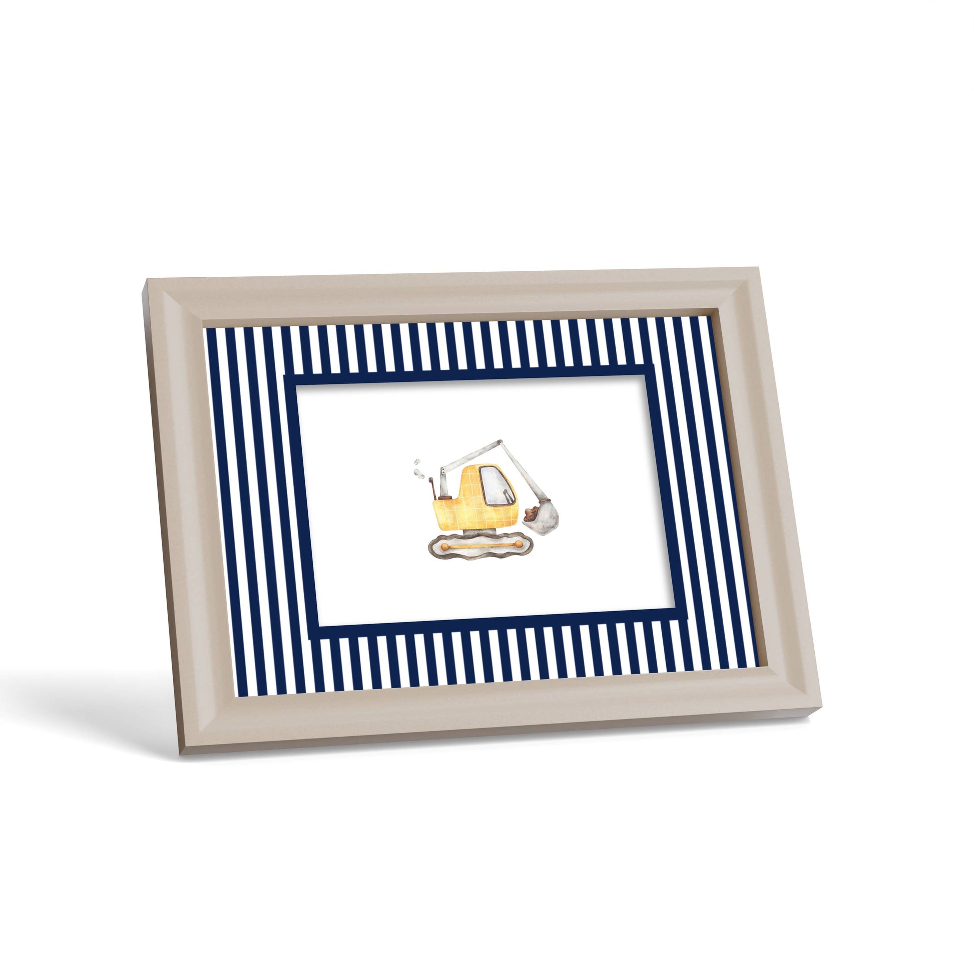 Small Stripes Photo Mount - custom photo mat for framing - cream frame - surface leaning - Coeur et Maman