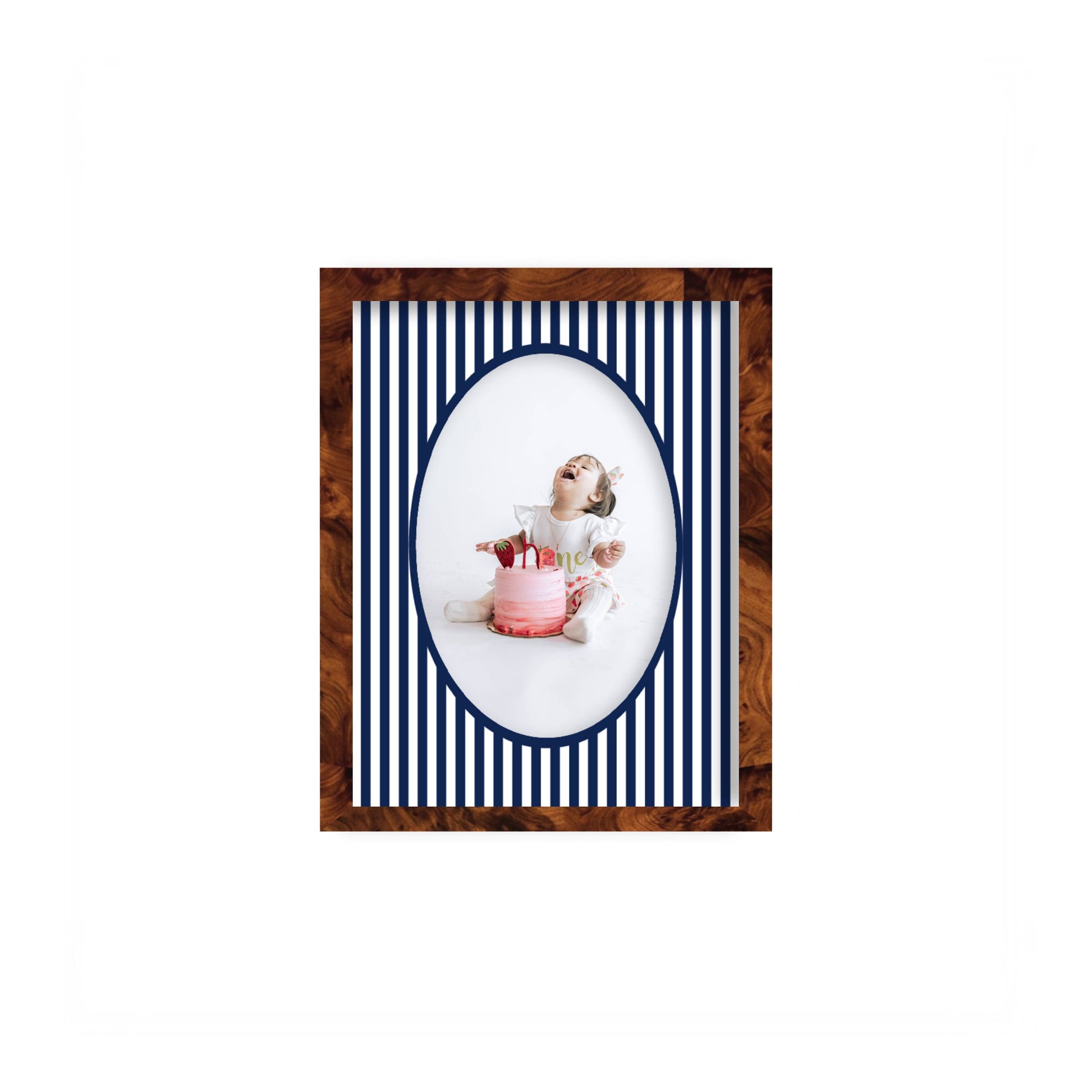 Small Stripes Photo Mount - custom photo mat for framing -burlwood frame - wall hanging - Coeur et Maman