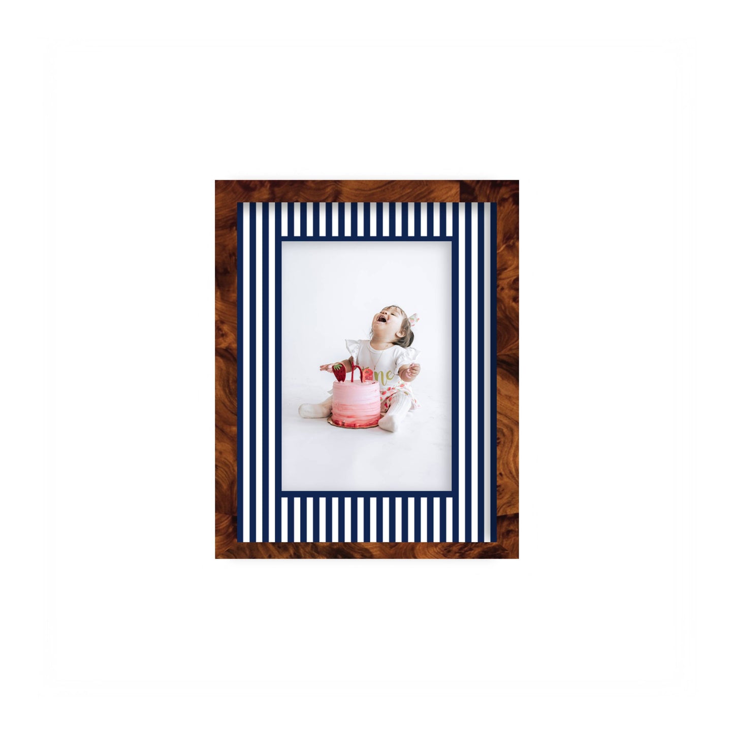 Small Stripes Photo Mount - custom photo mat for framing -burlwood frame - wall hanging - Coeur et Maman