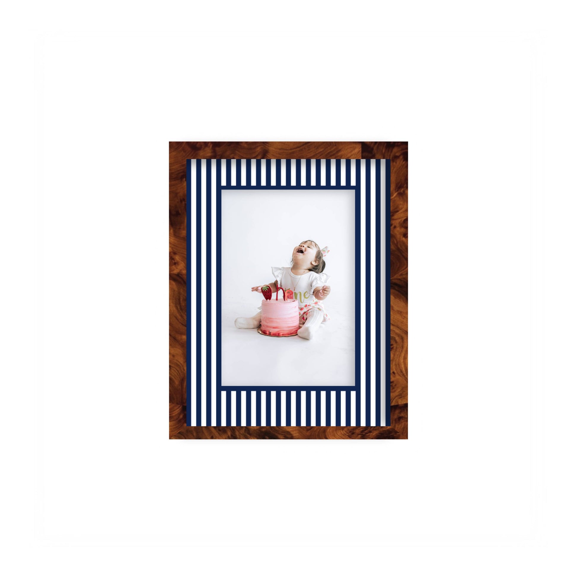 Small Stripes Photo Mount - custom photo mat for framing -burlwood frame - wall hanging - Coeur et Maman