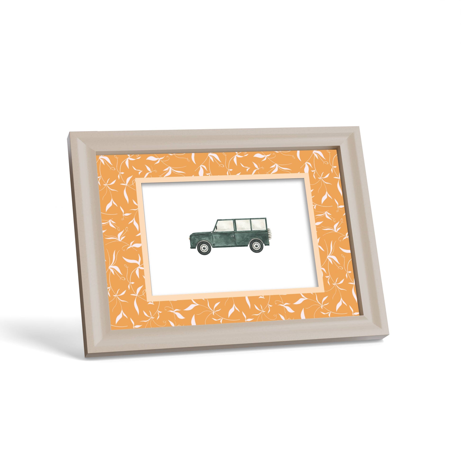 Botanical Photo Mount - custom photo mat for framing - cream frame - surface leaning - Coeur et Maman