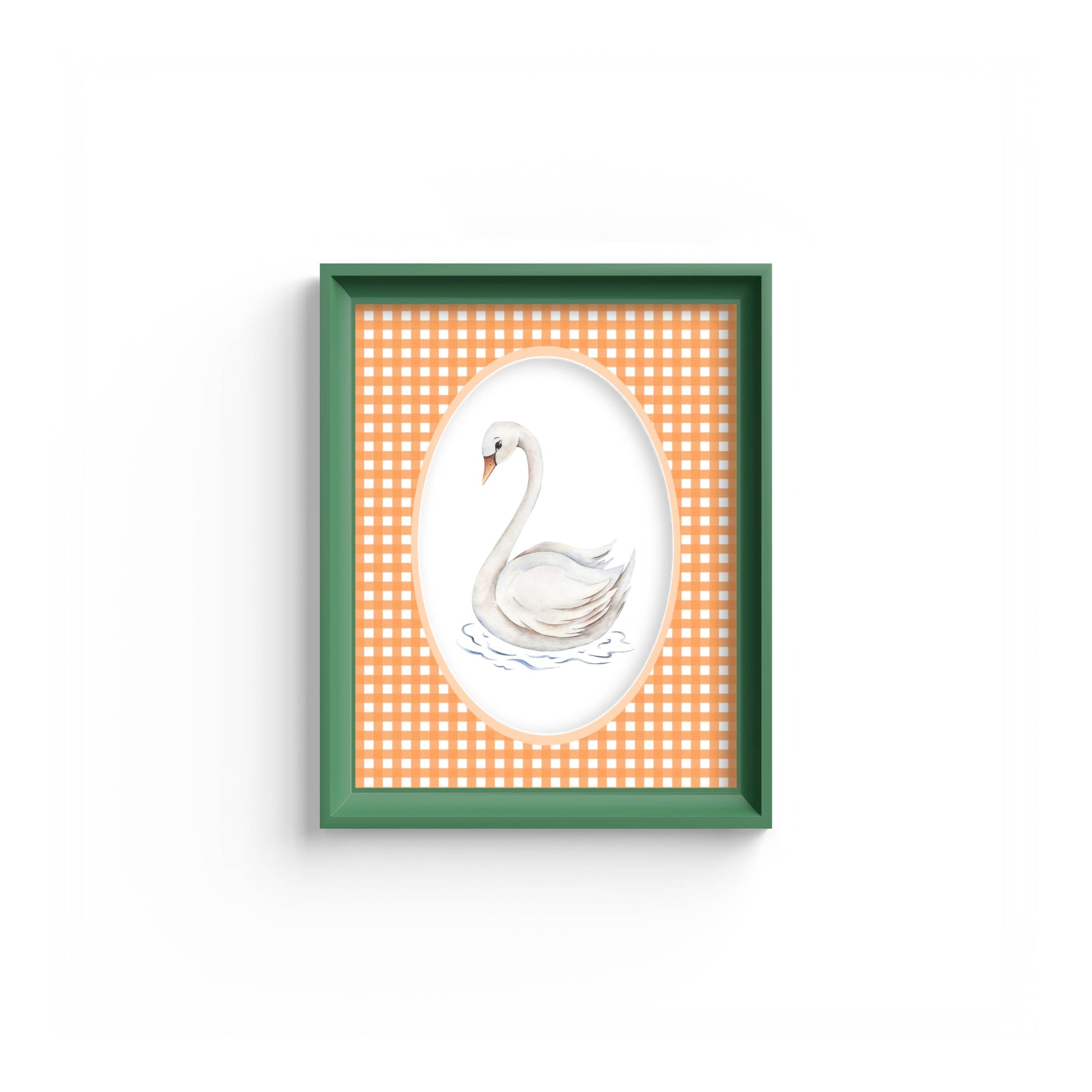 Gingham Photo Mount - mount for picture frame - green frame - wall hanging - Coeur et Maman