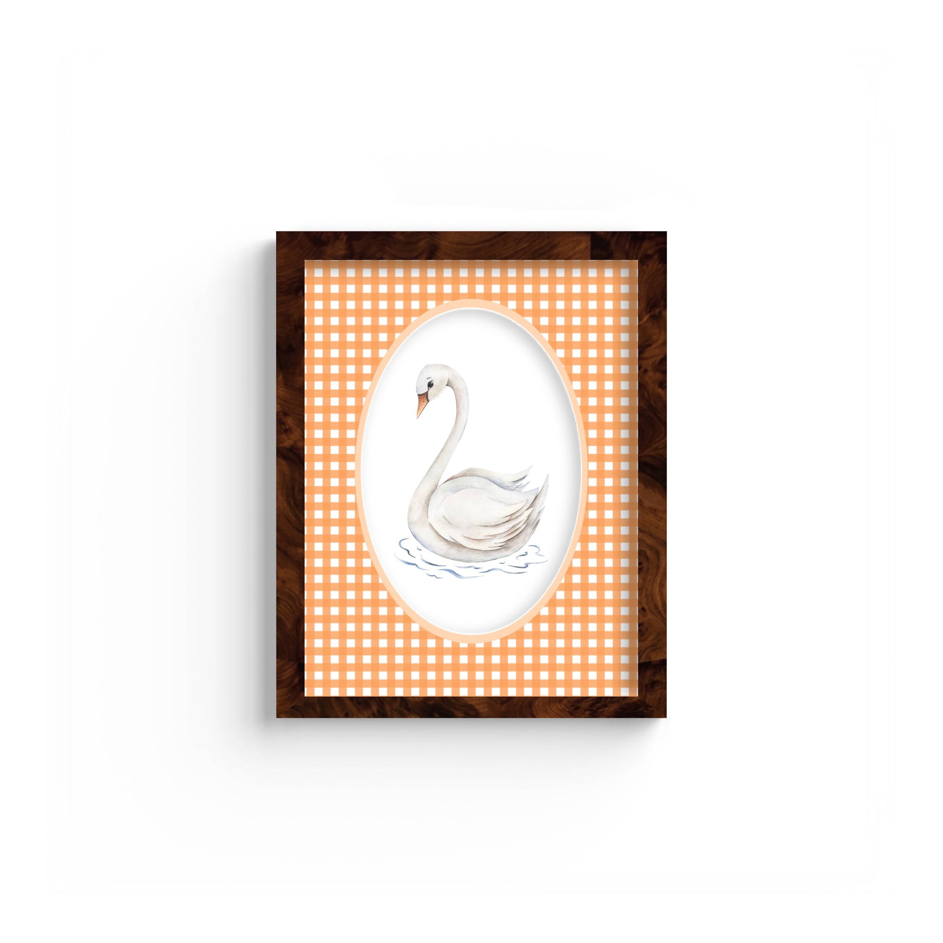 Gingham Photo Mount - custom photo mat for framing -burlwood frame - wall hanging - Coeur et Maman