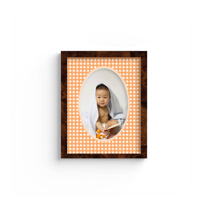 Gingham Photo Mount - custom photo mat for framing -burlwood frame - wall hanging - Coeur et Maman