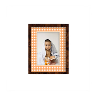 Gingham Photo Mount - custom photo mat for framing -burlwood frame - wall hanging - Coeur et Maman
