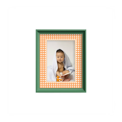 Gingham Photo Mount - mount for picture frame - green frame - wall hanging - Coeur et Maman