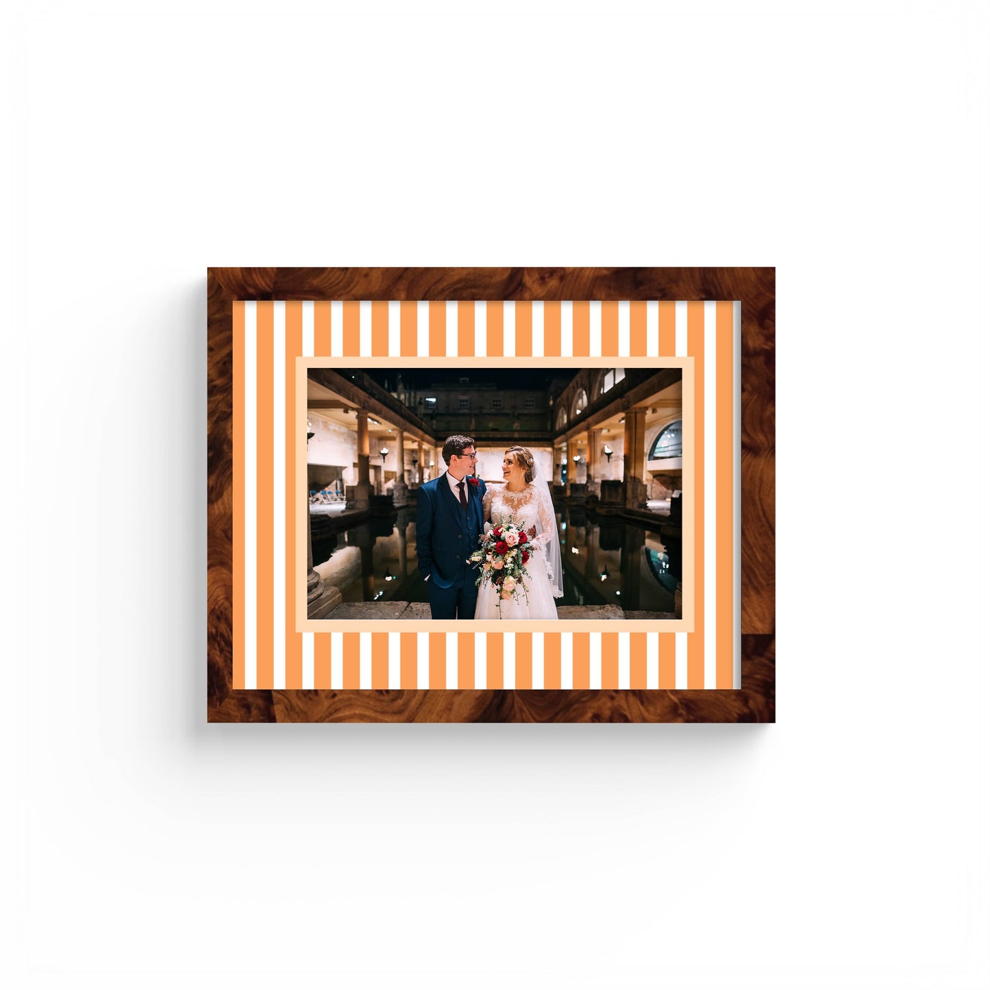 Medium Stripes Photo Mount - custom photo mat for framing graduation certificates - burlwood frame - wall hanging - Coeur et Maman