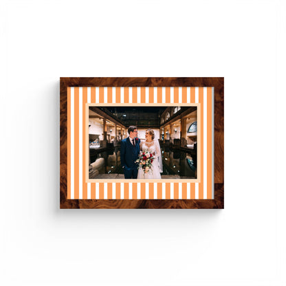 Medium Stripes Photo Mount - custom photo mat for framing graduation certificates - burlwood frame - wall hanging - Coeur et Maman