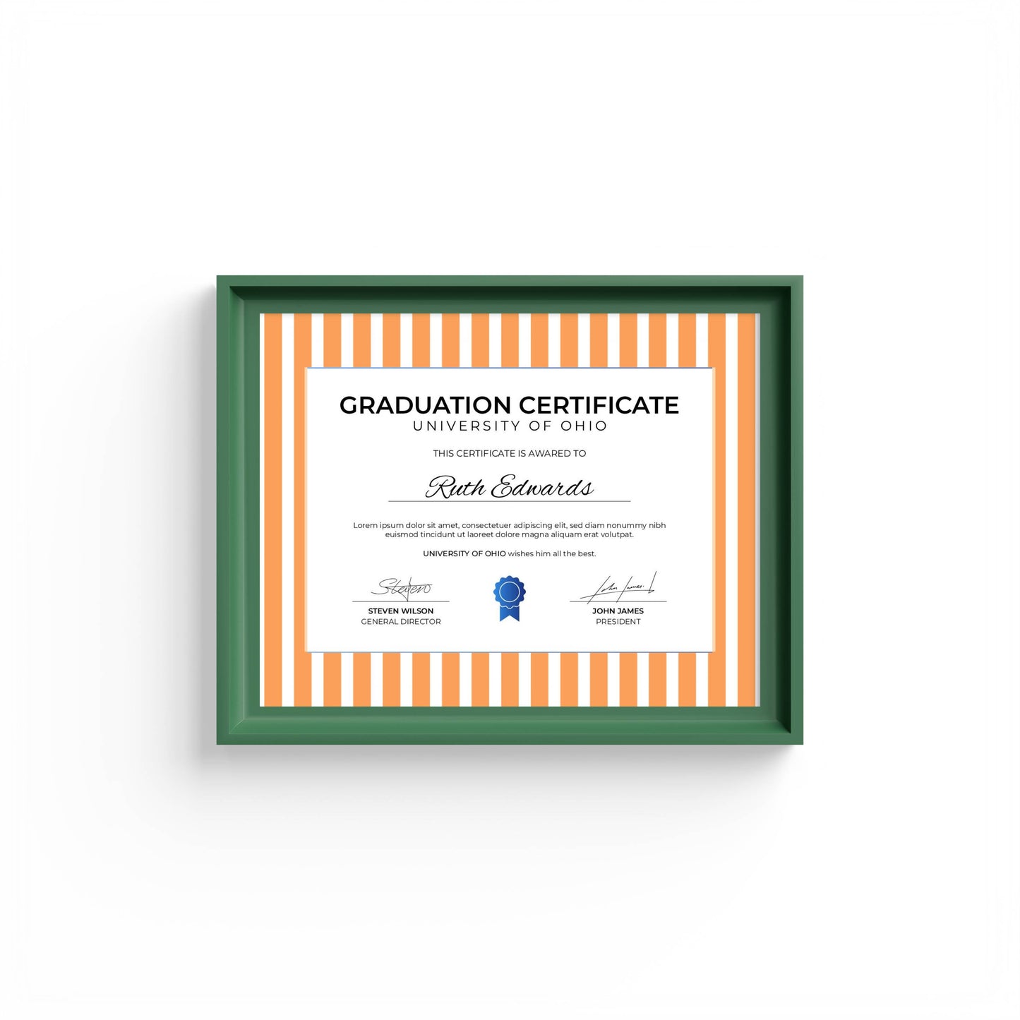 Medium Stripes Photo Mount - mount for picture frame for graduation certificates - green frame - wall hanging - Coeur et Maman