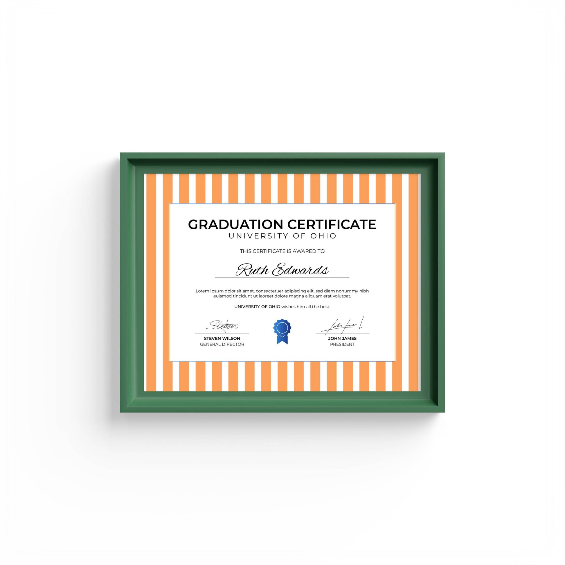 Medium Stripes Photo Mount - mount for picture frame for graduation certificates - green frame - wall hanging - Coeur et Maman