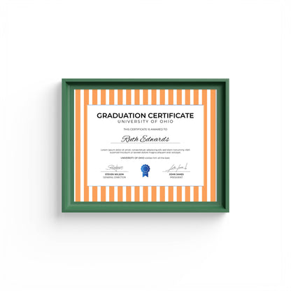 Medium Stripes Photo Mount - mount for picture frame for graduation certificates - green frame - wall hanging - Coeur et Maman