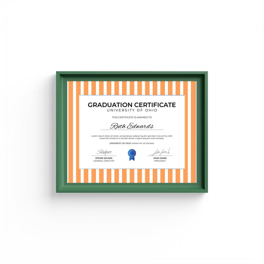 Medium Stripes Photo Mount - mount for picture frame for graduation certificates - green frame - wall hanging - Coeur et Maman