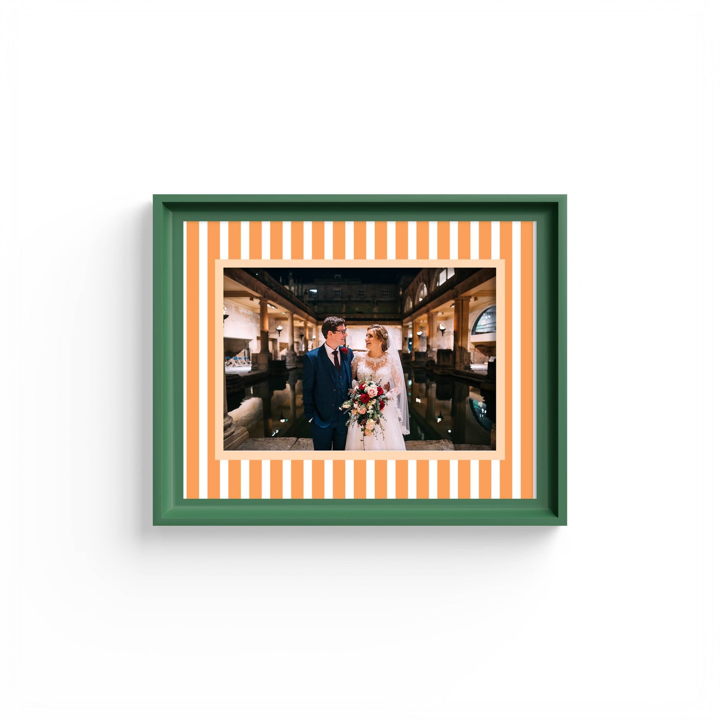 Medium Stripes Photo Mount - mount for picture frame for graduation certificates - green frame - wall hanging - Coeur et Maman