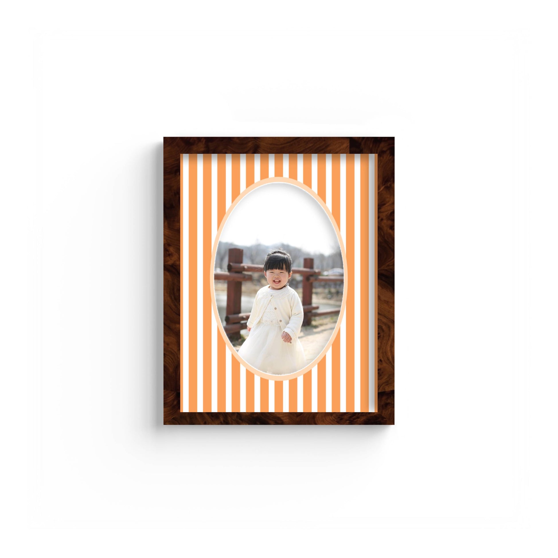 Medium Stripes Photo Mount - custom photo mat for framing -burlwood frame - wall hanging - Coeur et Maman