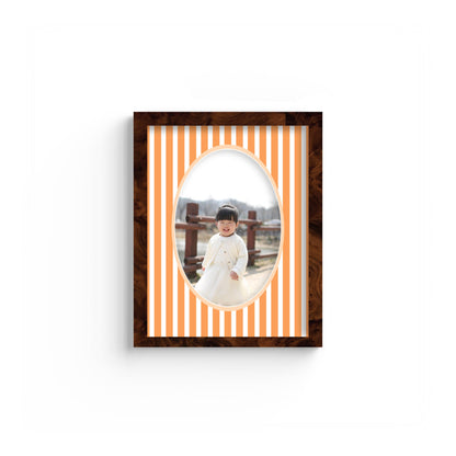 Medium Stripes Photo Mount - custom photo mat for framing -burlwood frame - wall hanging - Coeur et Maman