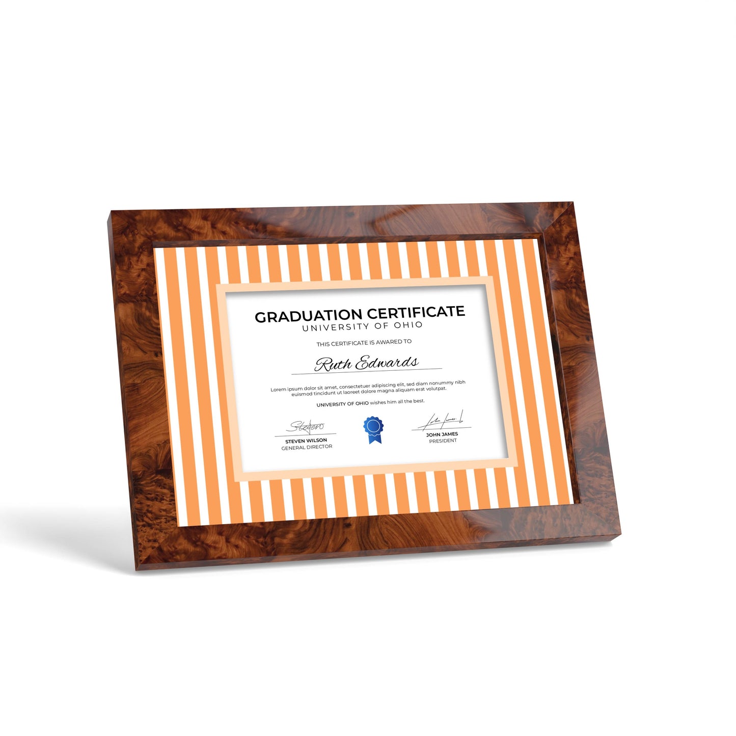 Graduation Photo Mount - Orange Medium Stripes