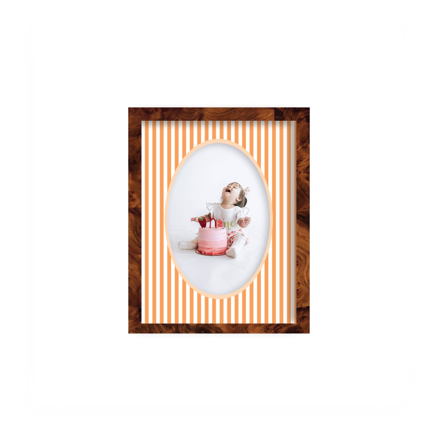 Small Stripes Photo Mount - custom photo mat for framing -burlwood frame - wall hanging - Coeur et Maman