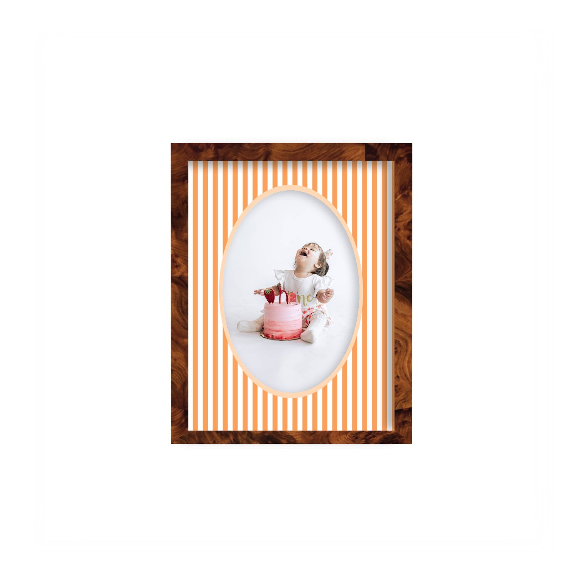 Small Stripes Photo Mount - custom photo mat for framing -burlwood frame - wall hanging - Coeur et Maman