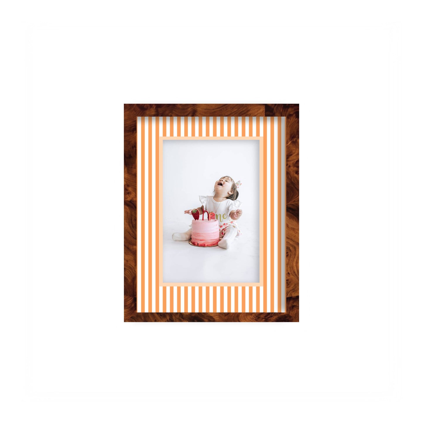 Small Stripes Photo Mount - custom photo mat for framing -burlwood frame - wall hanging - Coeur et Maman