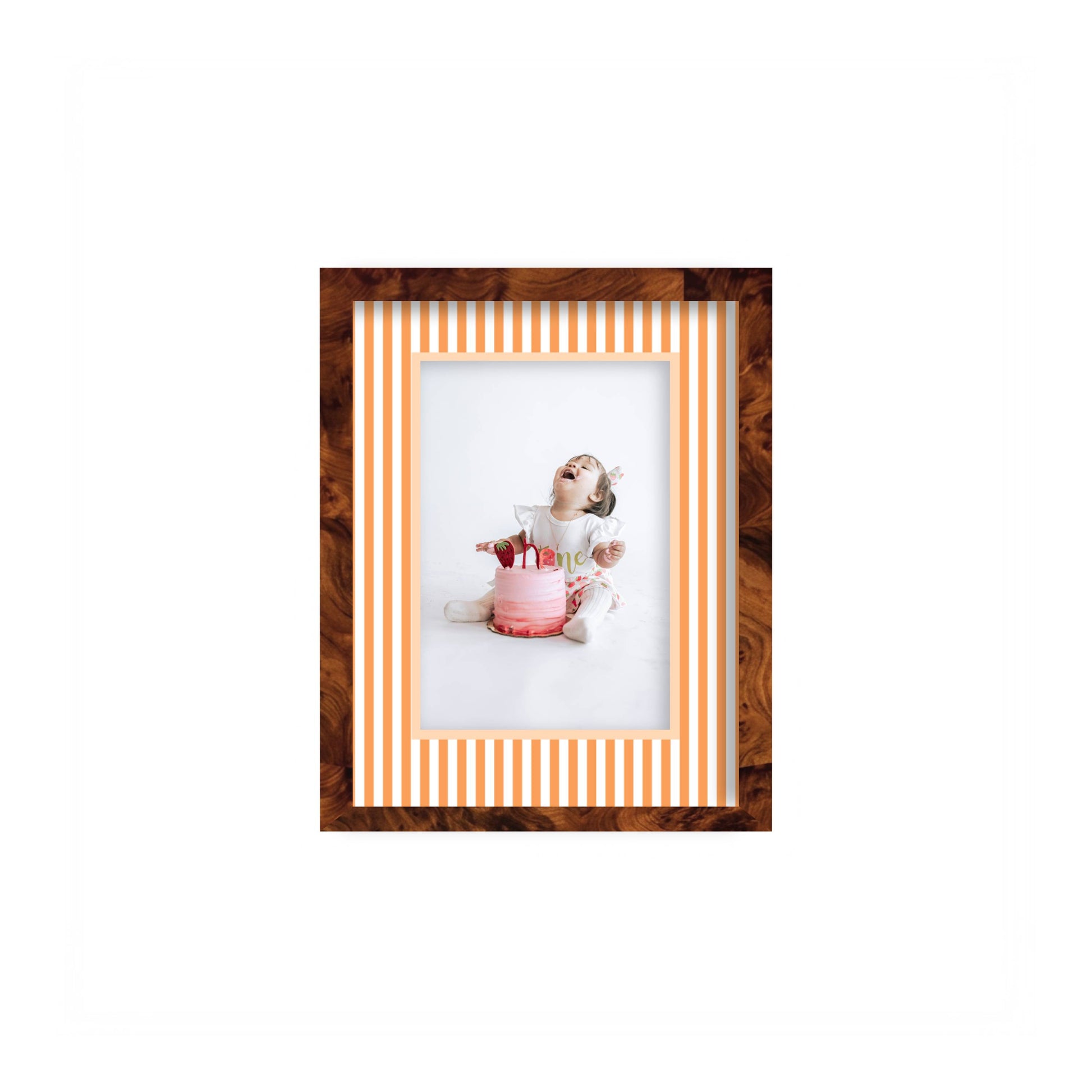 Small Stripes Photo Mount - custom photo mat for framing -burlwood frame - wall hanging - Coeur et Maman