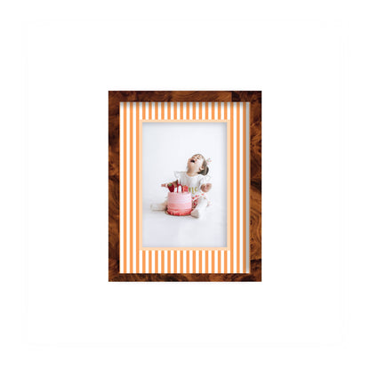 Small Stripes Photo Mount - custom photo mat for framing -burlwood frame - wall hanging - Coeur et Maman