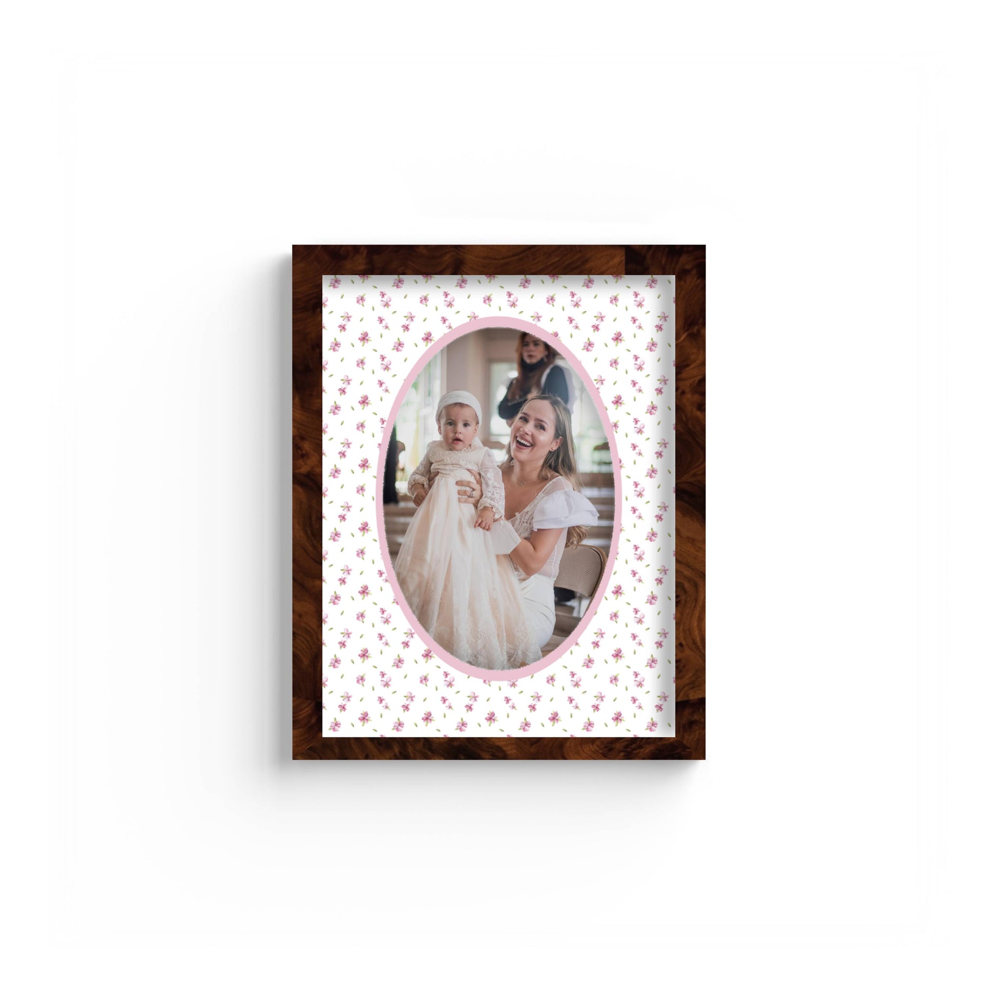 Floral Photo Mount - custom photo mat for framing -burlwood frame - wall hanging - Coeur et Maman